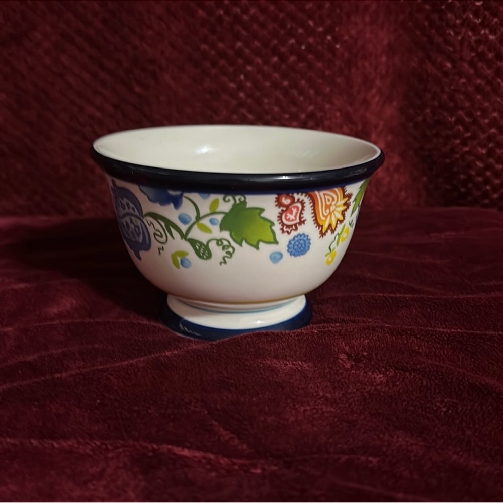 Threshold Carnigan Field Stoneware Cereal Bowl 5.5" x 3.5". Dk Blue Green Red - Picture 3 of 8